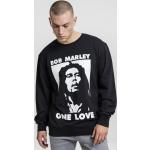 Pánská  Trička s kulatým výstřihem Mister Tee v černé barvě ve streetwear stylu s dlouhým rukávem s kulatým výstřihem s motivem Bob Marley 