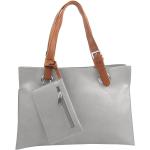 Dámské Kožené tašky přes rameno ve světle šedivé barvě v moderním stylu z polyuretanu veganské 