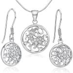 Moderní stříbrný set šperků se zirkony - náušnice a přívěsek JJJSET626