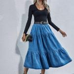 Dámské Džínové sukně v modré barvě v kancelářském stylu z džínoviny ve velikosti 10 XL s vysokým pasem plus size 