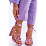 Dámské Sandály na podpatku kesi ve fuchsiové barvě v elegantním stylu z polyuretanu ve velikosti 39 veganské ve slevě na léto 