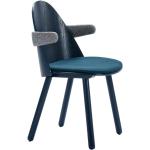 Jídelní židle v modré barvě v moderním stylu z jasanu s loketní opěrkou 