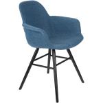 Designové židle Zuiver v modré barvě z jasanu s loketní opěrkou lakované 