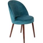 Jídelní židle Dutchbone v modré barvě v retro stylu ze sametu 