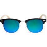 Pánské Zrcadlové sluneční brýle v modré barvě v lakovaném stylu ze dřeva 