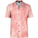 Pánské Košile s krátkým rukávem Mr. Gugu & Miss Go v růžové barvě s tropickým vzorem ve velikosti L s krátkým rukávem ve slevě 
