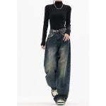 Dámské Džíny s vysokým pasem v černé barvě ve streetwear stylu z džínoviny ve velikosti 10 XL plus size 