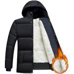 Pánské Zimní bundy s kapucí v šedé barvě ze sametu s dlouhým rukávem 