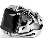 Mužný ocelový prsten v rytířském stylu se zirkonem