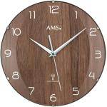 Nástěnné hodiny AMS v hnědé barvě z plastu 