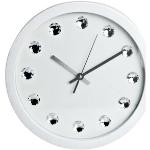 Nástěnné hodiny v bílé barvě z plastu 