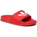 Dámské Kožené pantofle adidas Adilette v červené barvě z koženky ve velikosti 39 veganské ve slevě 