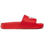 Dámské Kožené pantofle adidas Adilette v červené barvě z koženky ve velikosti 42 veganské ve slevě 