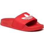 Dámské Kožené pantofle adidas Adilette v červené barvě z koženky ve velikosti 46 veganské ve slevě 