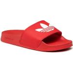 Dámské Kožené pantofle adidas Adilette v červené barvě z koženky ve velikosti 47 veganské ve slevě 