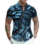 Pánské Košile s krátkým rukávem v bílé barvě s tropickým vzorem z polyesteru ve velikosti 3 XL s krátkým rukávem plus size 