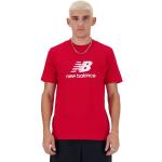 Pánská  Trička s krátkým rukávem New Balance Essentials v červené barvě z bavlny ve velikosti XXL s krátkým rukávem plus size 