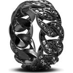Pánské Prsteny se zirkonem v černé barvě v elegantním stylu zirkonové ve velikosti Onesize leštěné 