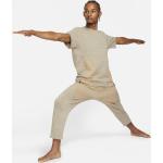 Pánské Trika na jógu Nike Dri-Fit ve smetanové barvě ve velikosti S s krátkým rukávem ve slevě 