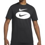 Pánská  Sportovní trička Nike Swoosh v černé barvě z bavlny ve velikosti L ve slevě 
