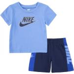 Dětská trička s krátkým rukávem Nike v námořnicky modré barvě z fleecu ve slevě 