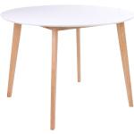 Jídelní stoly v bílé barvě v minimalistickém stylu z MDF kulaté lakované 