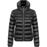 Dámské Zimní bundy s kapucí v černé barvě v lakovaném stylu z polyamidu ve velikosti XXL ve slevě plus size 