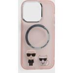 Dámské iPhone 14 Pro kryty Karl Lagerfeld v růžové barvě z plastu ve slevě 