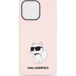 Dámské iPhone 14 Pro kryty Karl Lagerfeld v růžové barvě ze silikonu 