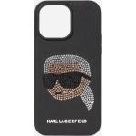 Dámské iPhone 14 Pro kryty Karl Lagerfeld v černé barvě odolné proti poškrábání s kamínky 