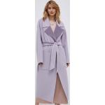 Dámské Designer Klasické kabáty Calvin Klein ve fialové barvě z vlny ve velikosti 9 XL ve slevě 