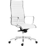 Kancelářské židle v bílé barvě v elegantním stylu prošívané z kůže s loketní opěrkou 