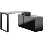 Psací stoly v černé barvě v kancelářském stylu z MDF s nohami lakované 