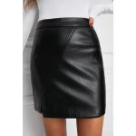 Dámské Kožené sukně v černé barvě z koženky ve velikosti L mini s vysokým pasem ve slevě 