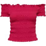 Dámská  Trička bez potisku ONLY v červené barvě s odhalenými rameni  strečová  na léto 