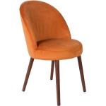 Jídelní židle Dutchbone v oranžové barvě v retro stylu ze sametu 