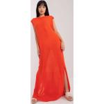 Dámské Maxi šaty FashionHunters v oranžové barvě v ležérním stylu ve velikosti Onesize ve slevě 