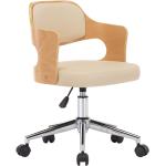 Otočná kancelářská židle Lochie - ohýbané dřevo a umělá kůže | krémová