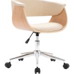 Otočná kancelářská židle Nepean - ohýbané dřevo a umělá kůže | krémová