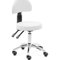 Otočná židle na kolečkách s opěradlem - 48–55 cm - 150 kg - bílá