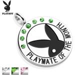 Ocelové přívěsky Spikes v šedé barvě z krystalu s motivem Playboy 
