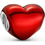 Přívěsky se srdcem PANDORA v červené barvě ze stříbra leštěné k Valentýnu 