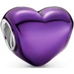 Přívěsky se srdcem PANDORA ve fialové barvě ze stříbra leštěné k Valentýnu 