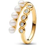 Dámské Prsteny se zirkonem PANDORA v elegantním stylu pozlacené  Perlové 