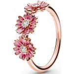 Dámské Prsteny se zirkonem PANDORA v růžové barvě romantické pozlacené  