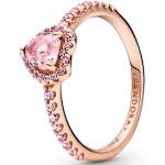 Dámské Prsteny se zirkonem PANDORA v růžové barvě romantické pozlacené  