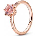 Dámské Prsteny se zirkonem PANDORA v růžové barvě v elegantním stylu z krystalu 