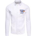 Pánské Slim fit košile DSTREET v bílé barvě z bavlny ve velikosti L s dlouhým rukávem ve slevě 