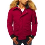 Pánské Zimní bundy s kapucí DSTREET v tmavě červené barvě z polyesteru ve velikosti M ve slevě 