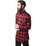 Pánská košile // Urban classics Side Zip Leather Shoulder Flanell Shirt blk/red